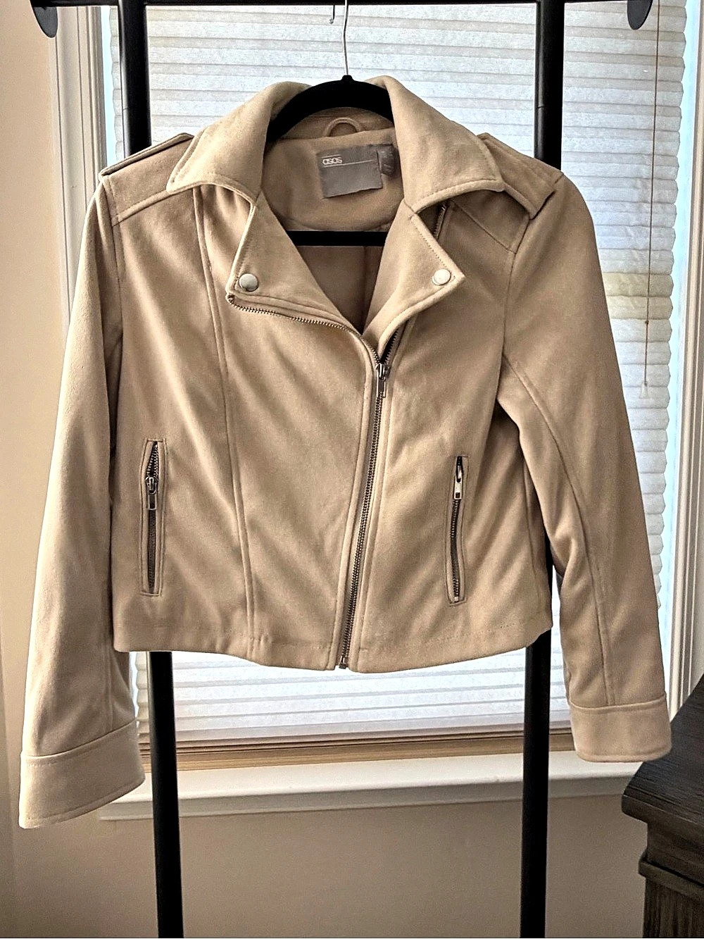 ASOS Faux Suede Moto Biker Jacket Brown
